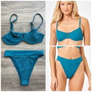 L*Space Hunter Bikini Top & Lola Bitsy Bottoms, mediterranean
